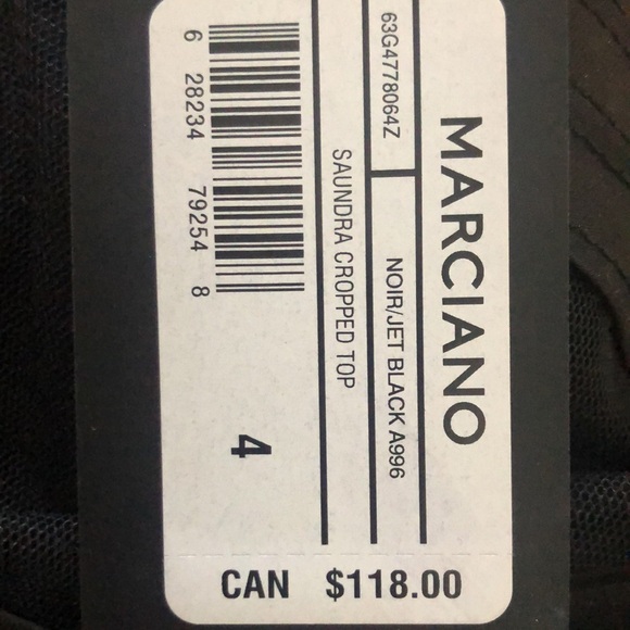 Marciano Black Zipped Crop Top - Picture 5 of 5